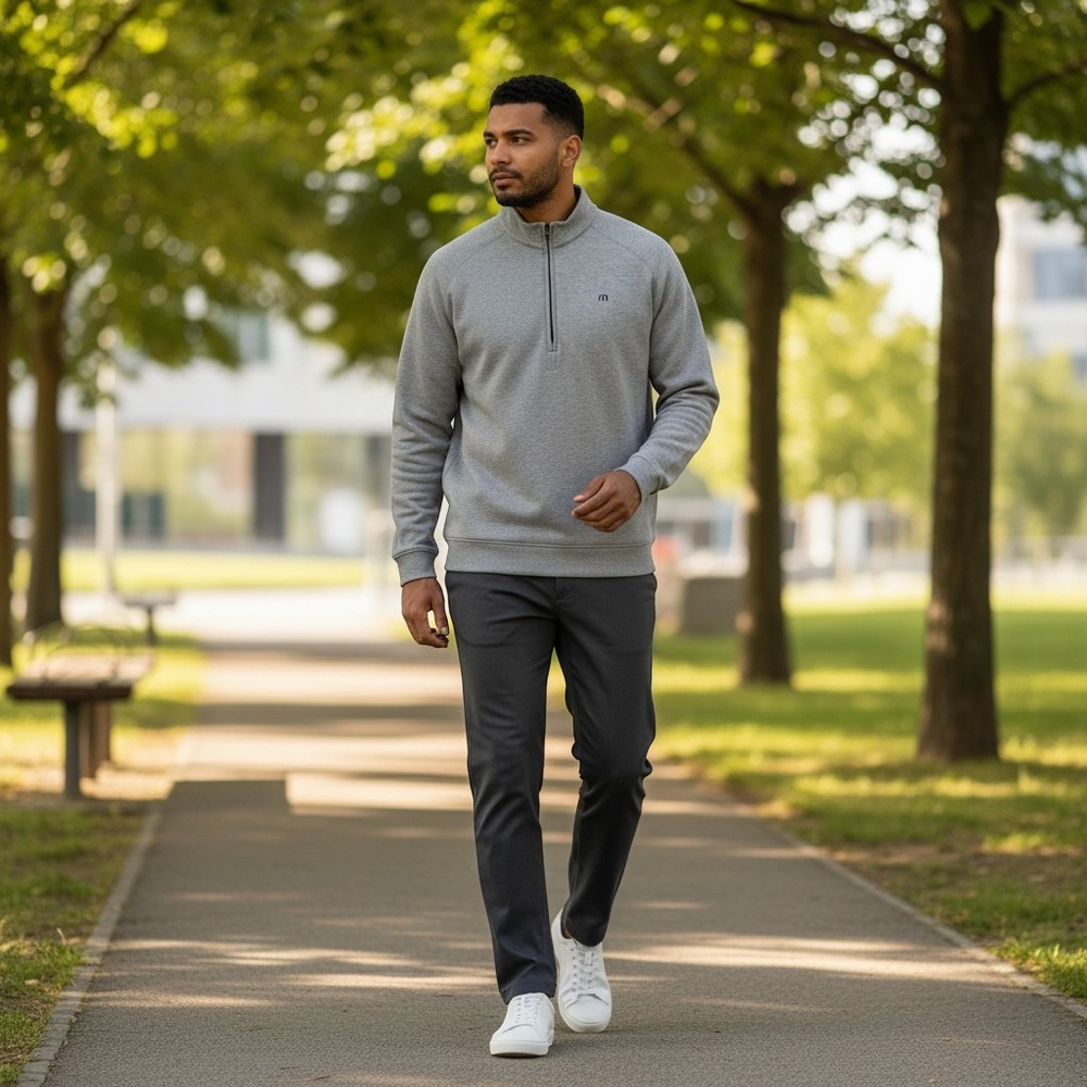 Travis Mathew Mens XXL Quarter Zip Golf‎ Pullover Gray Estes Park Courses Logo